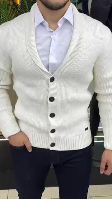 Men's knitted 2-piece long-sleeved casual sweater