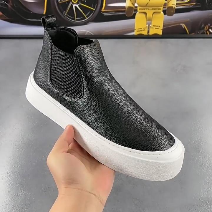 Men's leather slip-on platform shoes