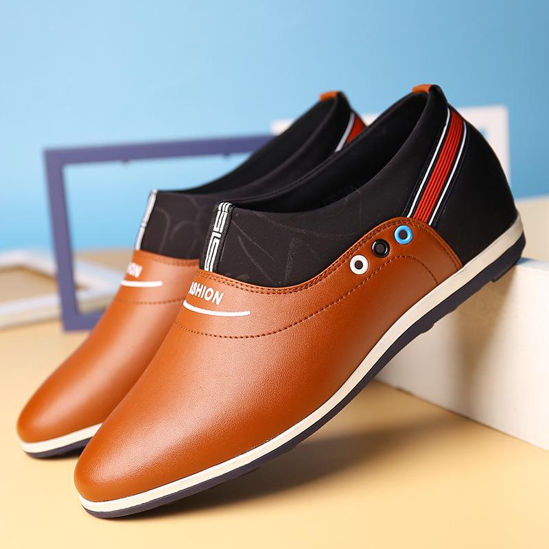 Men's breathable cowhide slip-on casual leather shoes