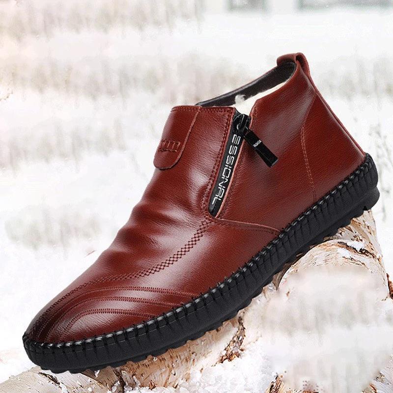 Cowhide soft sole warm cotton casual leather shoes