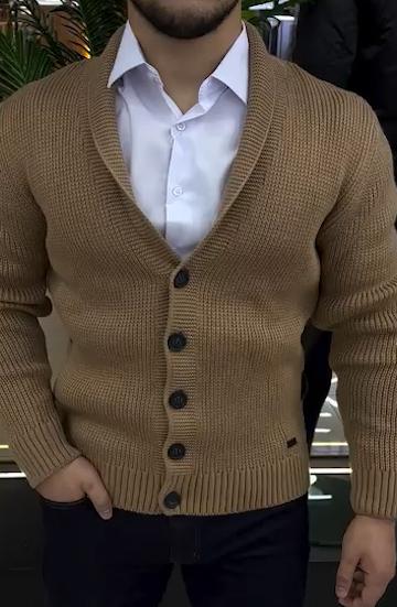 Men's knitted 2-piece long-sleeved casual sweater