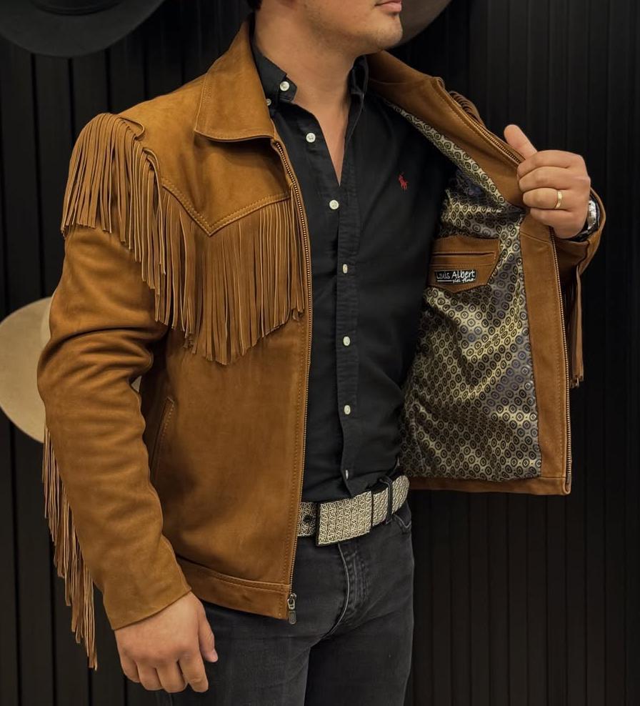 2024 New Men's Deerskin Tassel Fashion Jacket